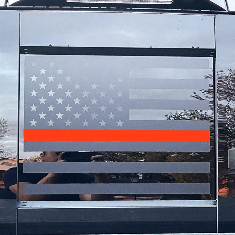 xinghe for Dodge Ram 2009 to 2024, American Flag Decals Stickers for Truck Back Middle Window, Matte Black USA Flag Decal - Image 4